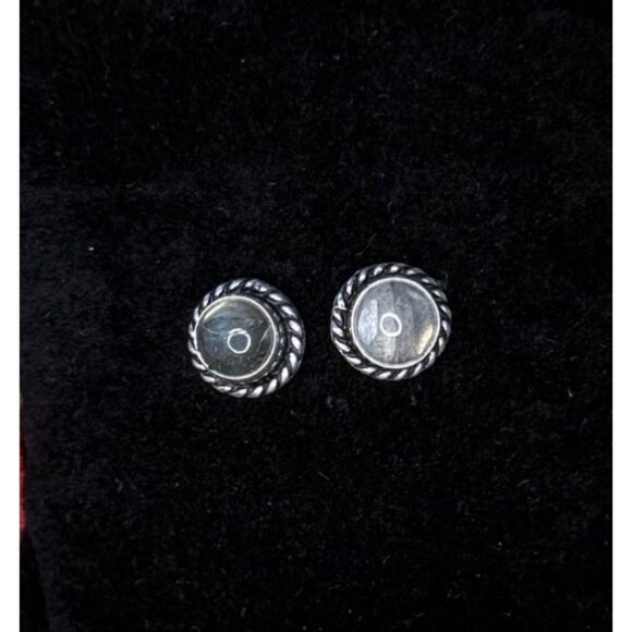 Labradorite Gray/Green Hand Made Sterling Silver Earrings - Picture 1 of 2